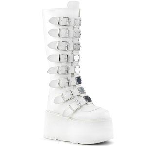 Demonia Damned-318 White Vegan Platform Boot